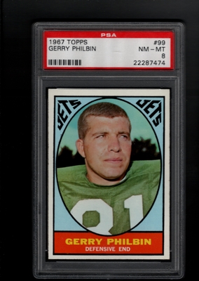 1967 Topps #099 Gerry Philbin PSA 8 NM-MT    NEW YORK JETS